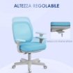 SEDIA DA UFFICIO ERGONOMICA E RECLINABILE AD ALTEZZA REGOLABILE CON 5 ROTELLE, 55X48X82.5-94.5 CM, AZZURRA