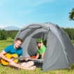 TENDA DA CAMPEGGIO A CUPOLA PER 2 PERSONE ESTENSIBILE, 4 PORTE E 3 FINESTRE, 350X220X145CM, GRIGIO