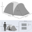 TENDA DA CAMPEGGIO A CUPOLA PER 2 PERSONE ESTENSIBILE, 4 PORTE E 3 FINESTRE, 350X220X145CM, GRIGIO