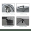 TENDA DA CAMPEGGIO A CUPOLA PER 2 PERSONE ESTENSIBILE, 4 PORTE E 3 FINESTRE, 350X220X145CM, GRIGIO