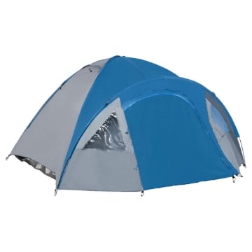 TENDA DA CAMPEGGIO 4 POSTI CON TASCHE E GANCIO, IN POLIESTERE E FIBRA DI VETRO, 3X2.50X1.30 M, BLU