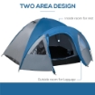 TENDA DA CAMPEGGIO 4 POSTI CON TASCHE E GANCIO, IN POLIESTERE E FIBRA DI VETRO, 3X2.50X1.30 M, BLU