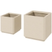 SET DA 2 VASI DA GIARDINO QUADRATI IMPILABILI PER ESTERNO E INTERNO, BEIGE