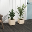 SET DA 2 VASI DA GIARDINO QUADRATI IMPILABILI PER ESTERNO E INTERNO, BEIGE