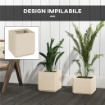 SET DA 2 VASI DA GIARDINO QUADRATI IMPILABILI PER ESTERNO E INTERNO, BEIGE