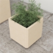 SET DA 2 VASI DA GIARDINO QUADRATI IMPILABILI PER ESTERNO E INTERNO, BEIGE