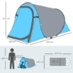 TENDA DA CAMPEGGIO 2 PERSONE CON APERTURA AUTOMATICA POP-UP A CUPOLA, 220X108X110CM, BLU