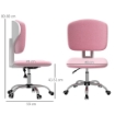 SEDIA ERGONOMICA AD ALTEZZA REGOLABILE IN TESSUTO EFFETTO LINO CON SCHIENALE RICURVO, 48X53X80-90 CM, ROSA