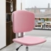 SEDIA ERGONOMICA AD ALTEZZA REGOLABILE IN TESSUTO EFFETTO LINO CON SCHIENALE RICURVO, 48X53X80-90 CM, ROSA