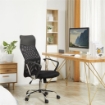 SEDIA ERGONOMICA DA UFFICIO GIREVOLE E DONDOLO CON RUOTE, ALTEZZA REGOLABILE E SCHIENALE A RETE, 63X65X109-119CM NERO