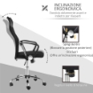 SEDIA ERGONOMICA DA UFFICIO GIREVOLE E DONDOLO CON RUOTE, ALTEZZA REGOLABILE E SCHIENALE A RETE, 63X65X109-119CM NERO