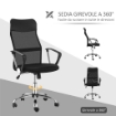 SEDIA ERGONOMICA DA UFFICIO GIREVOLE E DONDOLO CON RUOTE, ALTEZZA REGOLABILE E SCHIENALE A RETE, 63X65X109-119CM NERO
