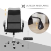 SEDIA ERGONOMICA DA UFFICIO GIREVOLE E DONDOLO CON RUOTE, ALTEZZA REGOLABILE E SCHIENALE A RETE, 63X65X109-119CM NERO