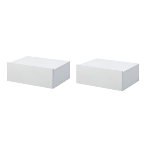 SET 2 COMODINI SOSPESI IN LEGNO, DESIGN MODERNO, 40X30X15CM - BIANCO