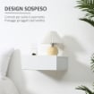 SET 2 COMODINI SOSPESI IN LEGNO, DESIGN MODERNO, 40X30X15CM - BIANCO