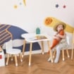 SET TAVOLINO CON 2 SEDIE PER BAMBINI A FORMA DI ORSETTO IN LEGNO, GRIGIO