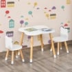 SET TAVOLINO CON 2 SEDIE PER BAMBINI A FORMA DI ORSETTO IN LEGNO, GRIGIO