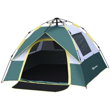 TENDA DA CAMPEGGIO AUTOMATICA PER 2 PERSONE CON TASCHE INTERNE E TAPPETINO, 205X195X135CM VERDE