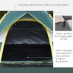 TENDA DA CAMPEGGIO AUTOMATICA PER 2 PERSONE CON TASCHE INTERNE E TAPPETINO, 205X195X135CM VERDE