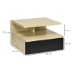 SET DI 2 COMODINI SOSPESI MODERNI CON CASSETTO E MENSOLA SUPERIORE, 35X32X22.5CM, ROVERE E NERO