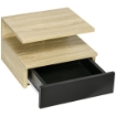 SET DI 2 COMODINI SOSPESI MODERNI CON CASSETTO E MENSOLA SUPERIORE, 35X32X22.5CM, ROVERE E NERO