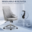 SEDIA DA UFFICIO REGOLABILE IN ALTEZZA CON FUNZIONE GIREVOLE E INCLINABILE A 360°, 56X63X85-95 CM, GRIGIO