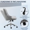 SEDIA DA UFFICIO REGOLABILE IN ALTEZZA CON FUNZIONE GIREVOLE E INCLINABILE A 360°, 56X63X85-95 CM, GRIGIO