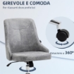 SEDIA DA UFFICIO REGOLABILE IN ALTEZZA CON FUNZIONE GIREVOLE E INCLINABILE A 360°, 56X63X85-95 CM, GRIGIO