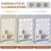 SPECCHIO TRUCCO ILLUMINATO INCLINABILE CON 12 LUCI LED E LUMINOSITÀ REGOLABILE, 32.8LX11X47.4CM