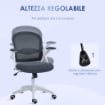 SEDIA DA UFFICIO ERGONOMICA CON SCHIENALE A RETE E ALTEZZA REGOLABILE, 65.5X61.5X88-97.5CM, GRIGIO