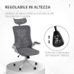 SEDIA DA UFFICIO AD ALTEZZA REGOLABILE CON SUPPORTO LOMBARE E BRACCIOLI RIBALTABILI, 65X64X120-130 CM