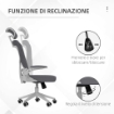 SEDIA DA UFFICIO AD ALTEZZA REGOLABILE CON SUPPORTO LOMBARE E BRACCIOLI RIBALTABILI, 65X64X120-130 CM