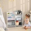 SCAFFALE PORTAGIOCHI PER BAMBINI CON RIPIANI IN LEGNO, 85X26X84CM, GRIGIO