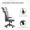 SEDIA DA UFFICIO AD ALTEZZA REGOLABILE CON POGGIATESTA, SUPPORTO LOMBARE E BRACCIOLI, 65X64X120-130 CM