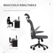 SEDIA DA UFFICIO AD ALTEZZA REGOLABILE CON POGGIATESTA, SUPPORTO LOMBARE E BRACCIOLI, 65X64X120-130 CM