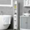 COLONNA BAGNO CON MENSOLE E ARMADIETTI, MOBILE ALTO SALVASPAZIO IN LEGNO 15X17X120CM, BIANCO