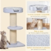 TIRAGRAFFI PER GATTI CON LETTINO, RIVESTIMENTO PELUCHE E PALO IN SISAL, 45X45X91CM, AZZURRO