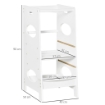 TORRE MONTESSORIANA PER BAMBINI, LEARNING TOWER CON ALTEZZA REGOLABILE IN MDF, 40X50X90CM, BIANCO