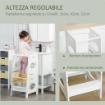 TORRE MONTESSORIANA PER BAMBINI, LEARNING TOWER CON ALTEZZA REGOLABILE IN MDF, 40X50X90CM, BIANCO