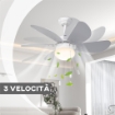 VENTILATORE A SOFFITTO CON LUCE LED E INTERRUTTORE A CATENA, IN MDF E ACRILICO, Ø76X41.5 CM, GRIGIO E BIANCO