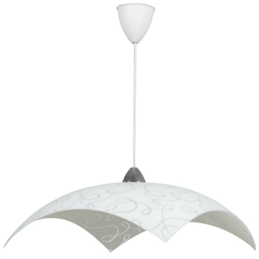 LAMPADA A SOSPENSIONEMARILENA 50X50 1XE27 MONTATURA CROMO-BIANCO VETRO LASTRA BIANCO 