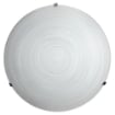 PLAFONIERA GISELLA 1XE27 GANCI CROMO VETRO LASTRA BIANCO DECORATO SPIRALE Ø30-P.10 CM