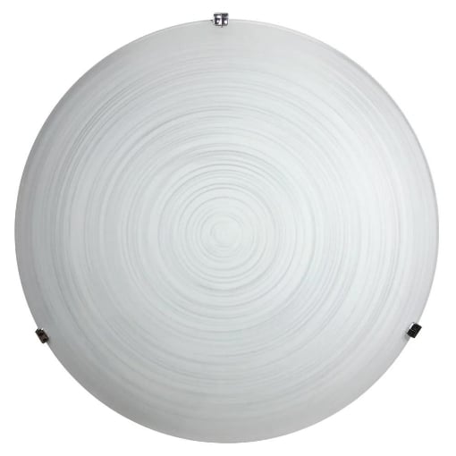 PLAFONIERA GISELLA 1XE27 GANCI CROMO VETRO LASTRA BIANCO DECORATO SPIRALE Ø30-P.10 CM