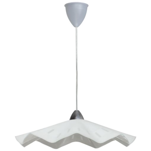 LAMPADA A SOSPENSIONE  ISABELLA D45 1XE27 MONTATURA TRASPARENTE-CROMO VETRO LASTRA BIANCO Ø49-H.14-L.100 CM