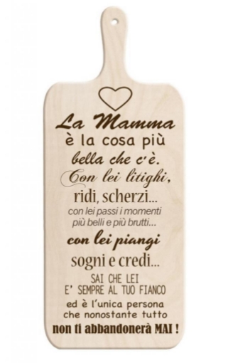 TAGLIERE DA CUCINA BIANCO IN MISURA 15X37 CM CON TEMA E SCRITTA CUORE DI MAMMA COLOR LEGNO OKX