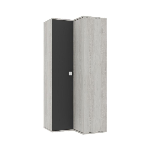 ARMADIO ANGOLARE BIANCO EFFETTO CONSUMATO ANTRACITE 98X96X223H