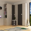 ARMADIO ANGOLARE BIANCO EFFETTO CONSUMATO ANTRACITE 98X96X223H