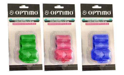 PORTA SACCHETTI IGIENCI A FORMA DI OSSO CON RICAMBI PICCOLI 3 PZ IN COLORAZIONE ASSORTITA OKX