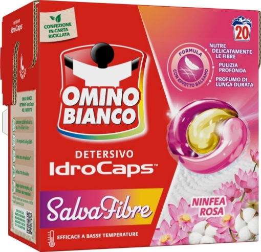 OMINO BIANCO DETERSIVO LAVATRICE IN CAPS SALVA FIBRE  EFFICACE A BASSE TEMPERATURE NINFEA ROSA 20 CAPS OKX