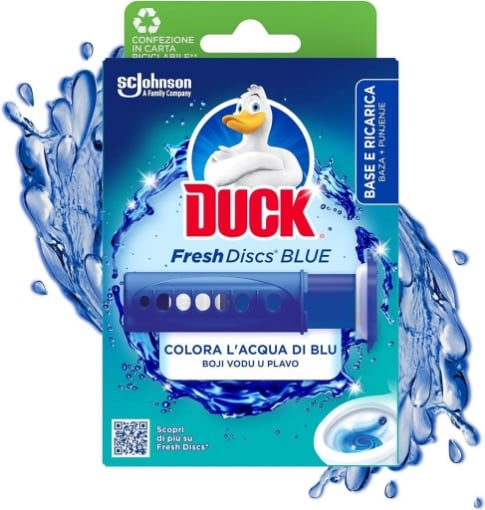 DUCK FRESH DISCS BLUE BASE PER DISCHI GEL IGIENIZZANTI WC 1 APPLICATORE E 6 DISCHETTI OKX